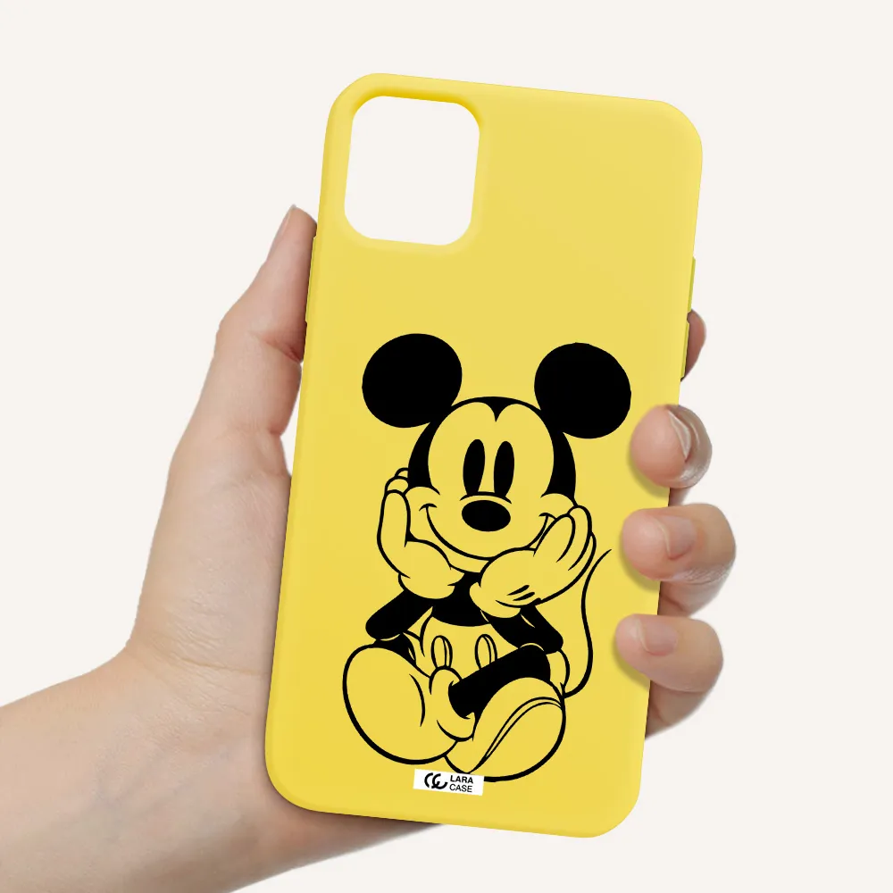a cartoon of a mouse Apple iPhone 11 Silicone canary yellow Case