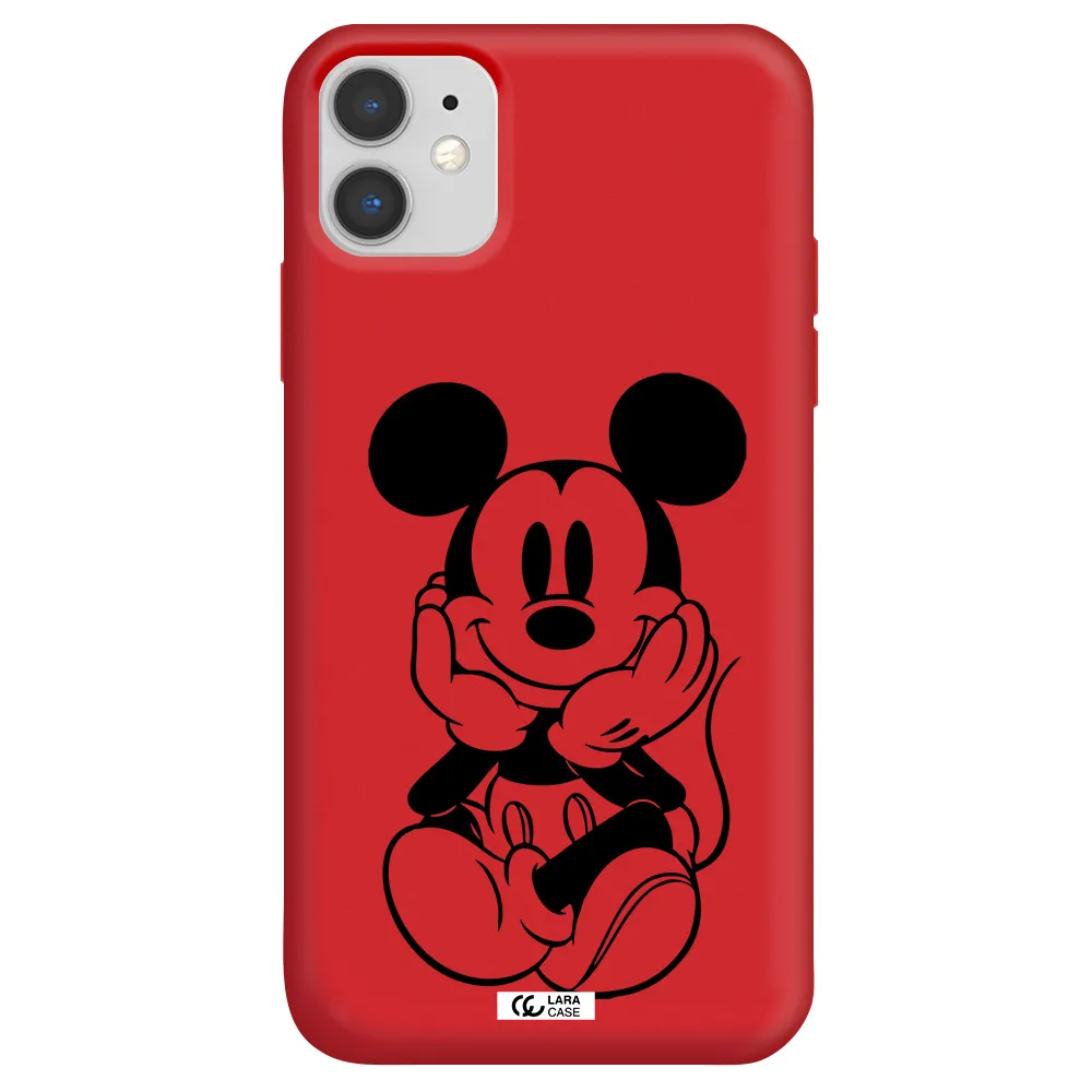 a cartoon of a mouse Apple iPhone 11 Silicone Imperial Red Case