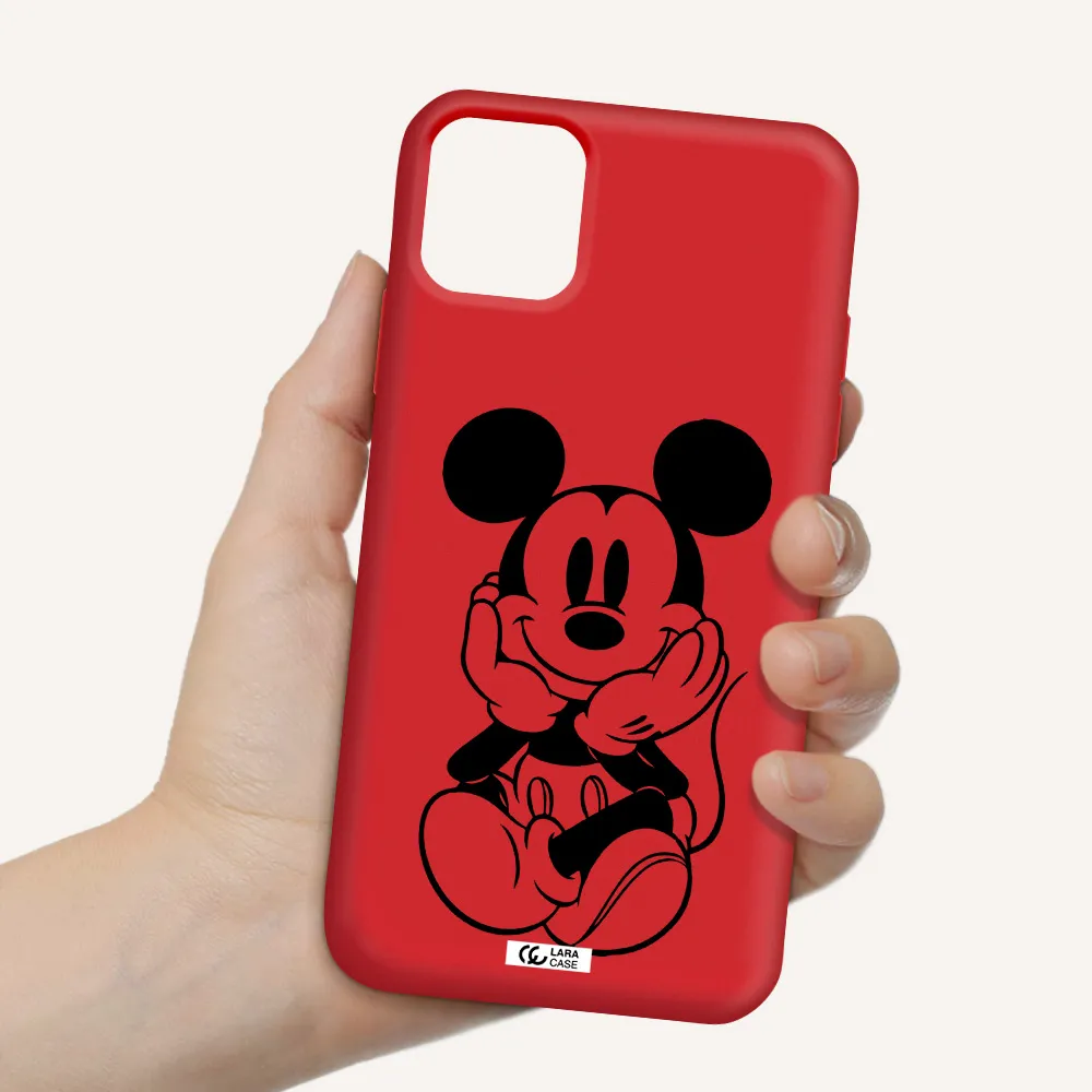a cartoon of a mouse Apple iPhone 11 Silicone Imperial Red Case