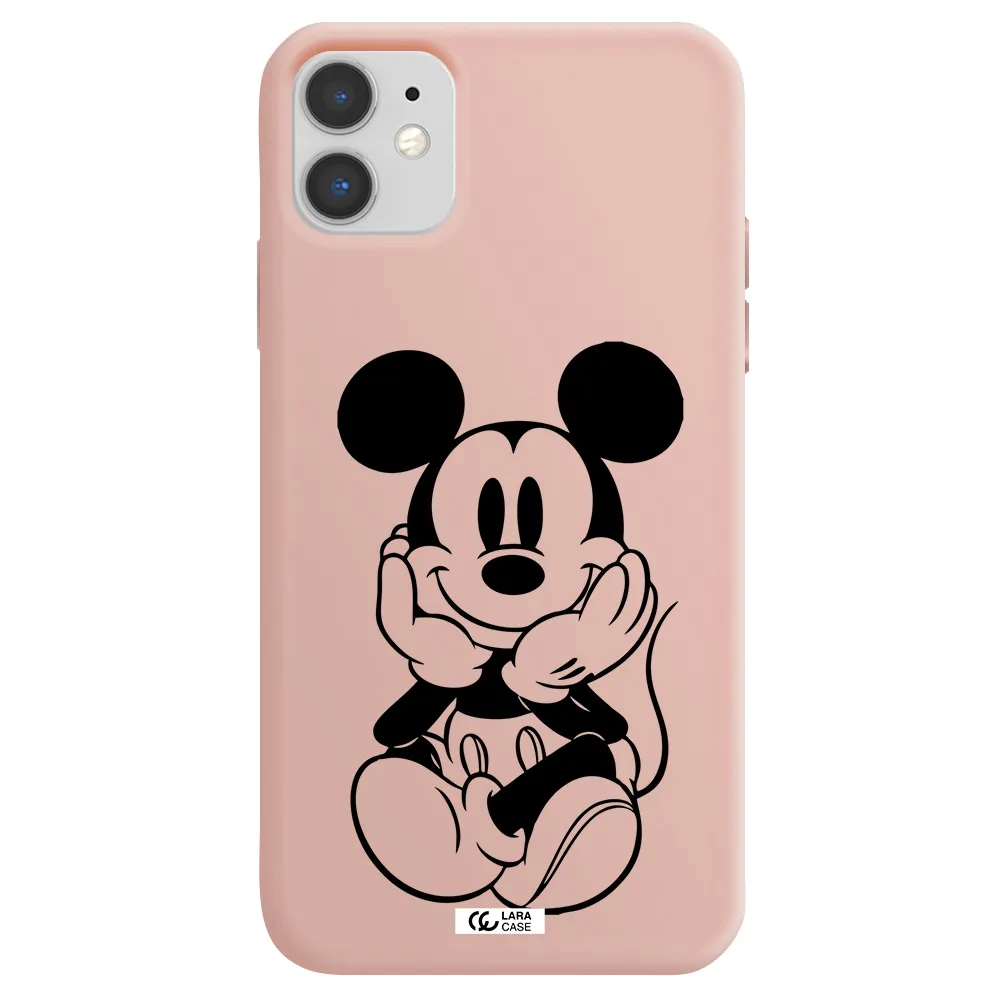 a cartoon of a mouse Apple iPhone 11 Silicone pastel pink Case