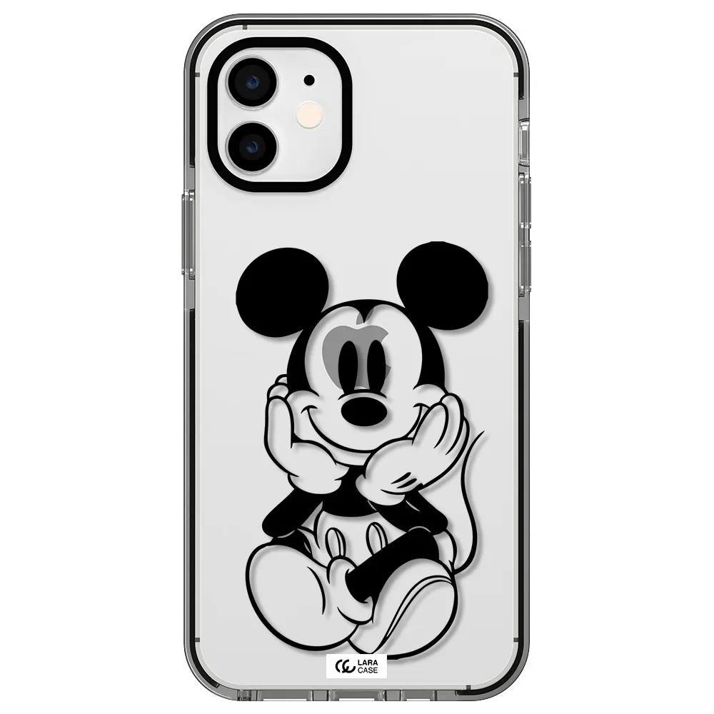 a cartoon of a mouse Apple iPhone 12 impact black border Case