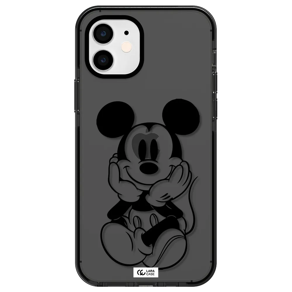 a cartoon of a mouse Apple iPhone 12 impact Smoke Black Case