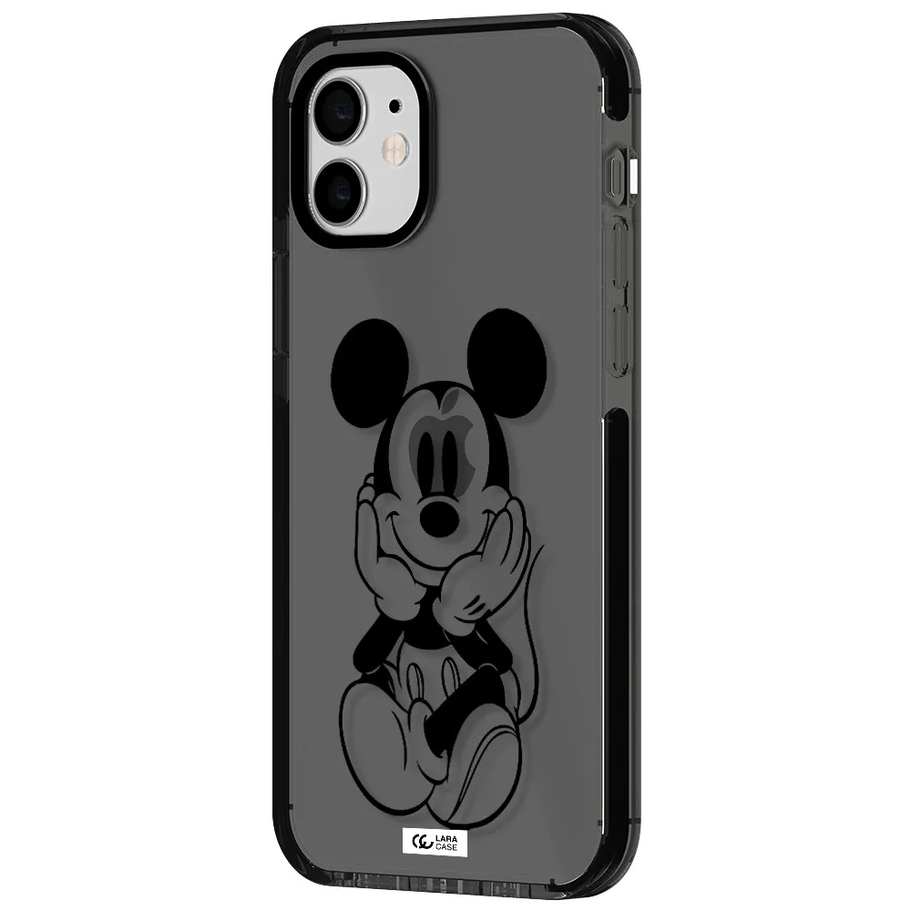 a cartoon of a mouse Apple iPhone 12 impact Smoke Black Case