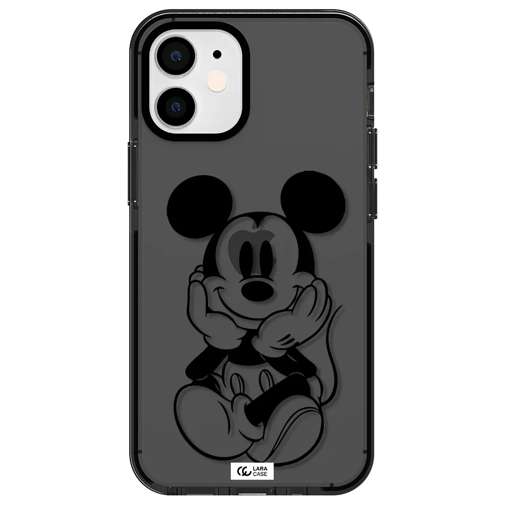 a cartoon of a mouse Apple iPhone 12 mini impact Smoke Black Case
