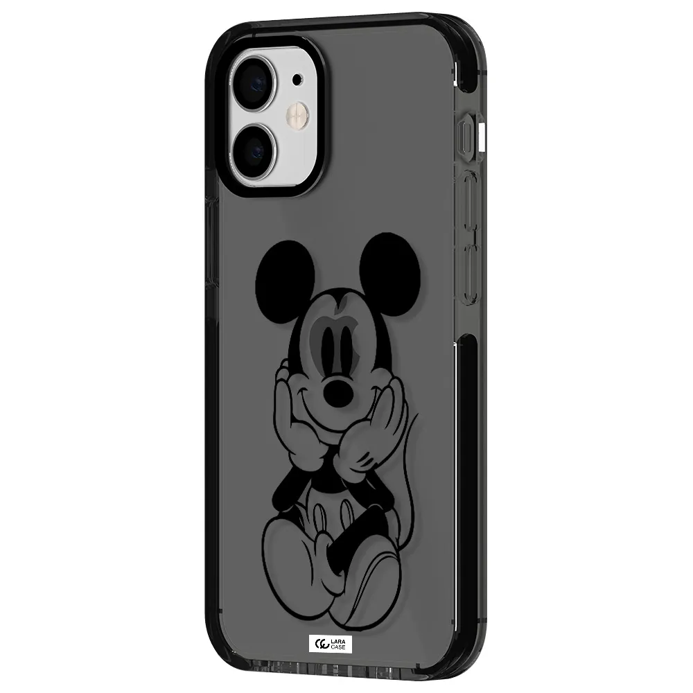 a cartoon of a mouse Apple iPhone 12 mini impact Smoke Black Case