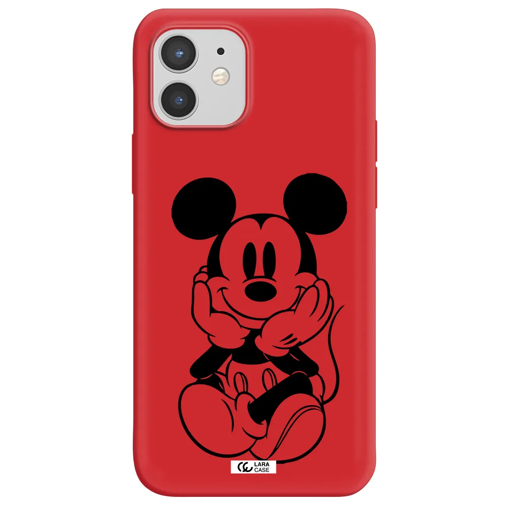 a cartoon of a mouse Apple iPhone 12 mini Silicone Imperial Red Case