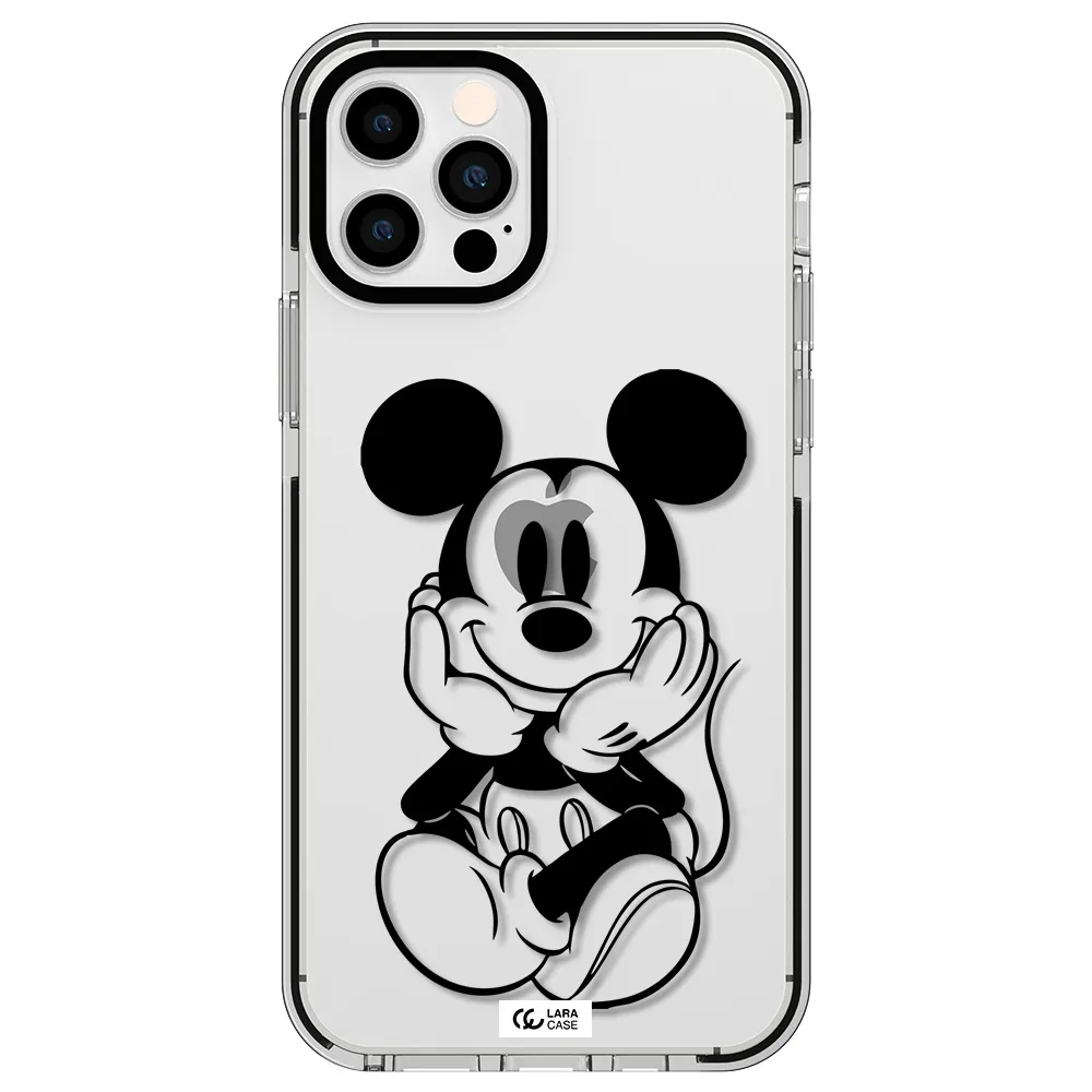 a cartoon of a mouse Apple iPhone 12 pro impact black border Case