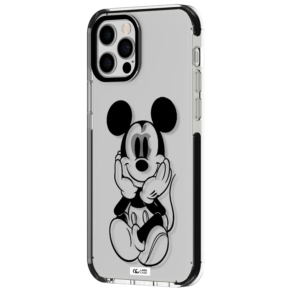a cartoon of a mouse Apple iPhone 12 pro impact black border Case