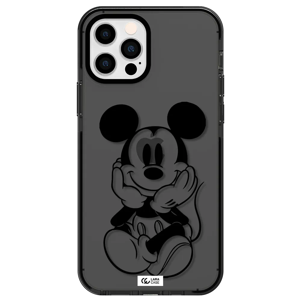 a cartoon of a mouse Apple iPhone 12 pro impact Smoke Black Case