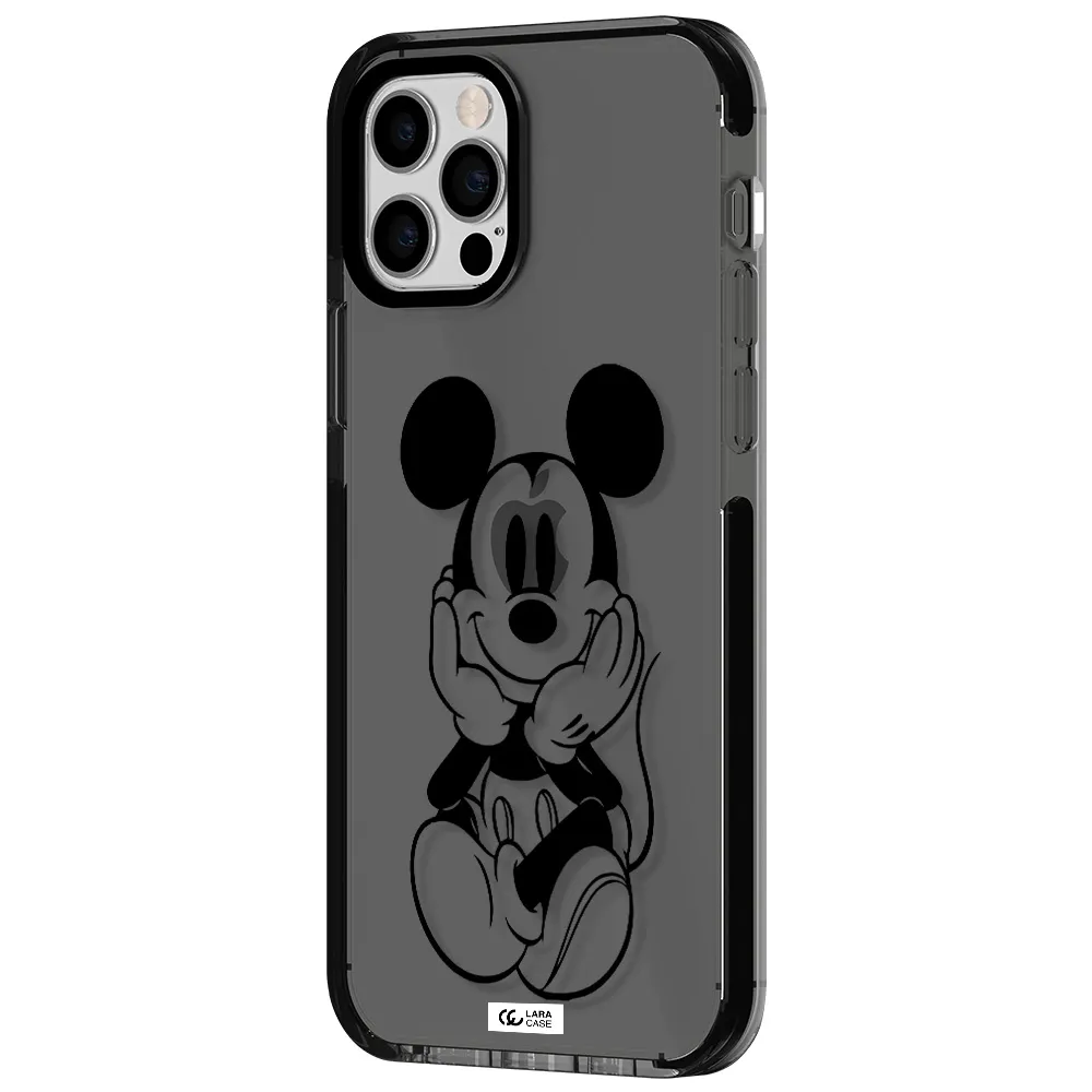 a cartoon of a mouse Apple iPhone 12 pro impact Smoke Black Case
