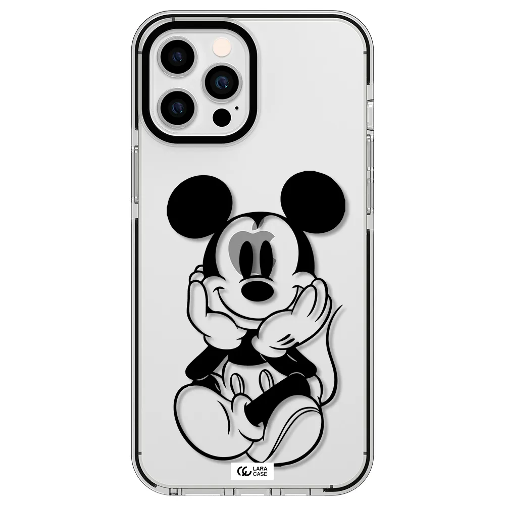 a cartoon of a mouse Apple iPhone 12 pro max impact black border Case