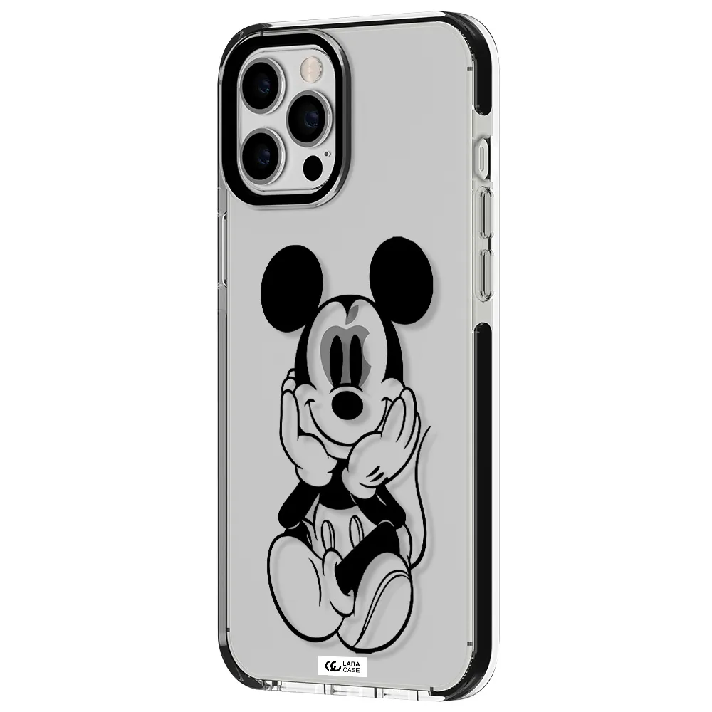 a cartoon of a mouse Apple iPhone 12 pro max impact black border Case