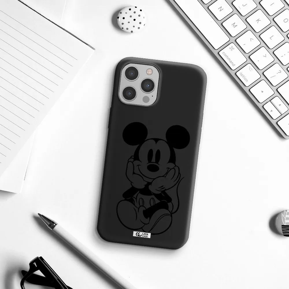a cartoon of a mouse Apple iPhone 12 pro max Silicone black Case