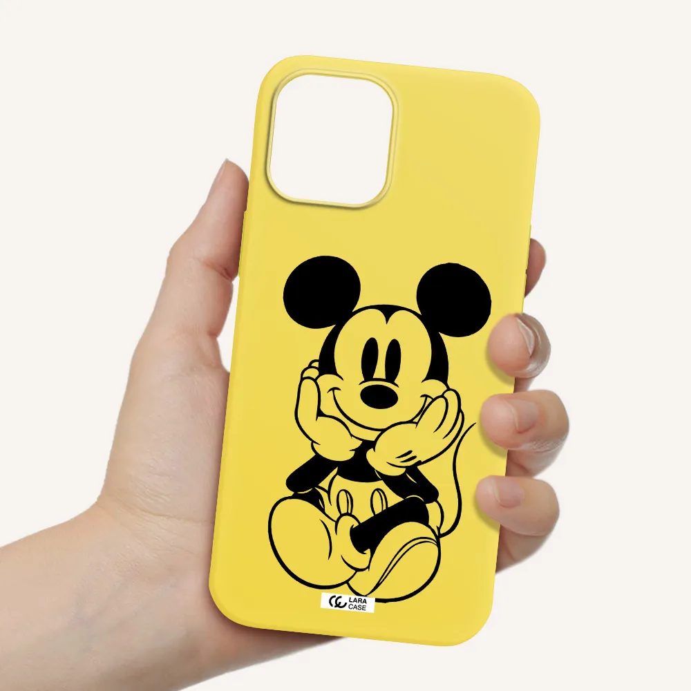 a cartoon of a mouse Apple iPhone 12 pro max Silicone canary yellow Case