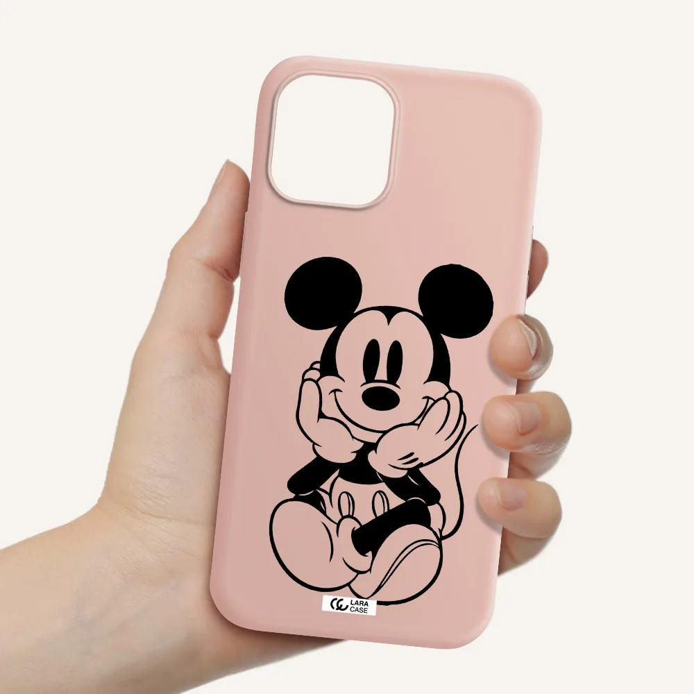 a cartoon of a mouse Apple iPhone 12 pro max Silicone pastel pink Case