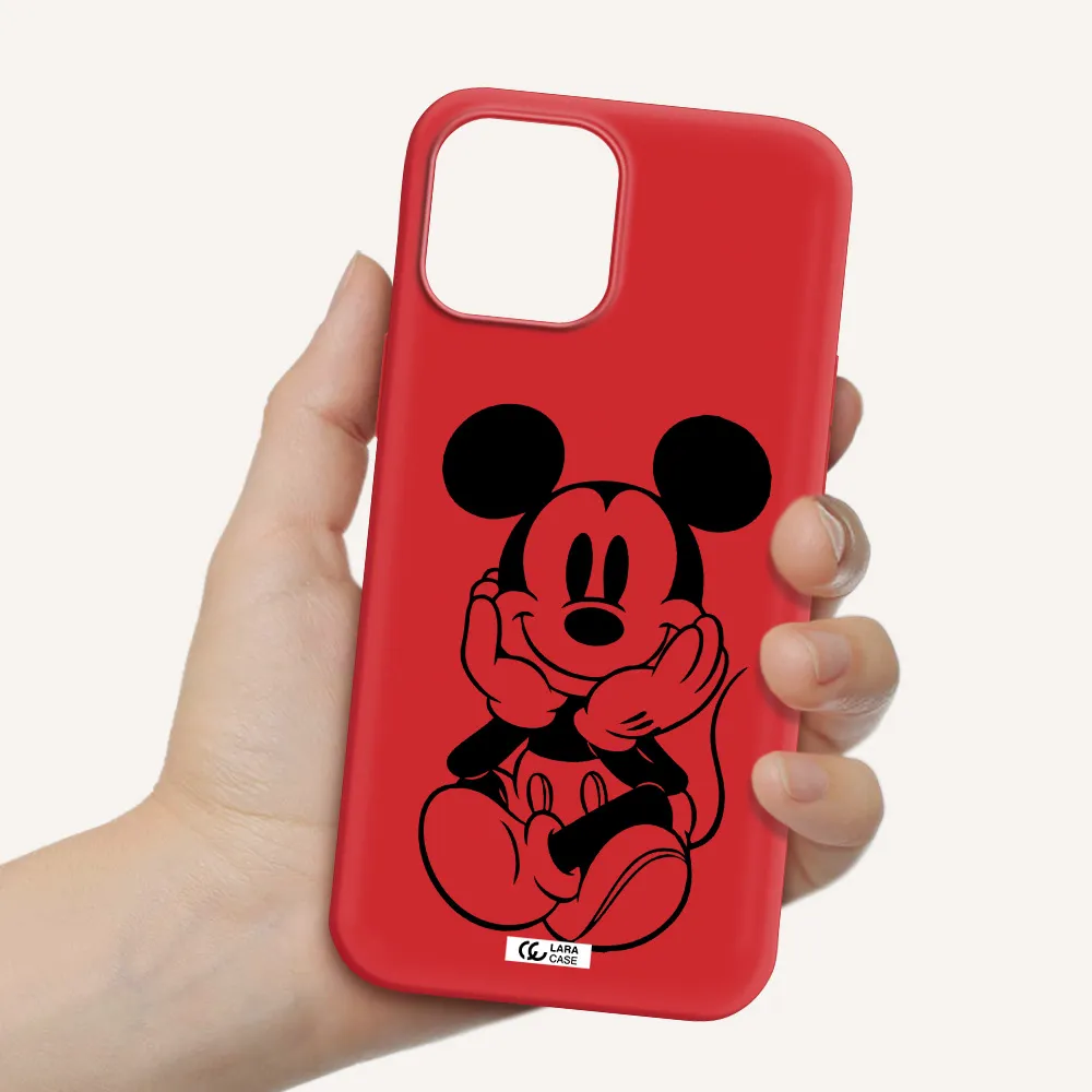 a cartoon of a mouse Apple iPhone 12 pro Silicone Imperial Red Case