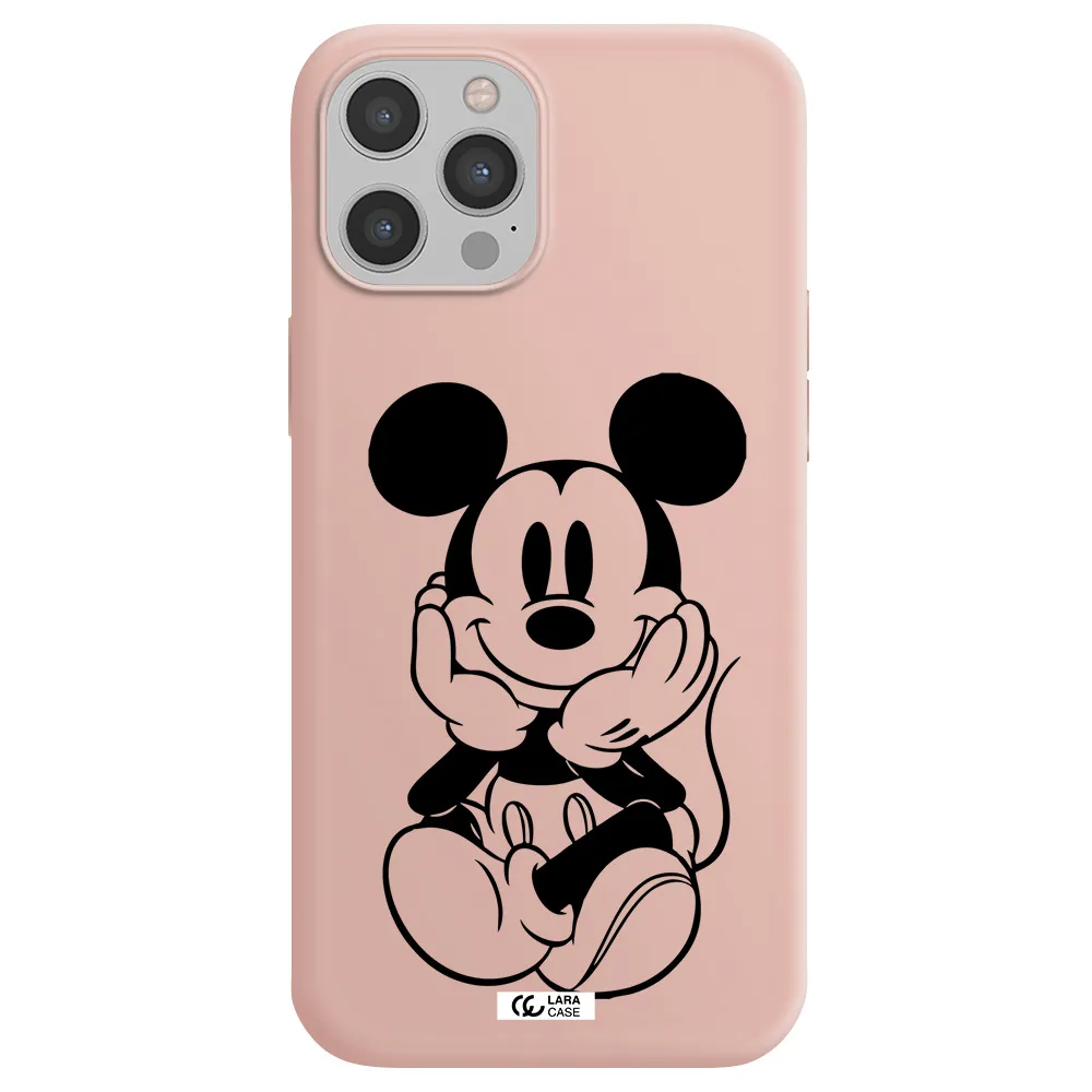 a cartoon of a mouse Apple iPhone 12 pro Silicone pastel pink Case