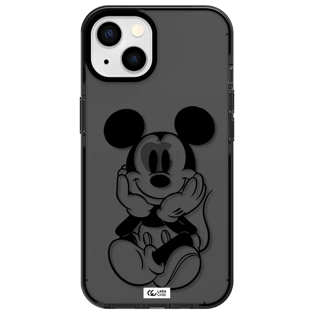 a cartoon of a mouse Apple iPhone 13 impact Smoke Black Case
