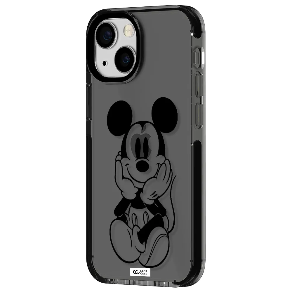 a cartoon of a mouse Apple iPhone 13 mini impact Smoke Black Case