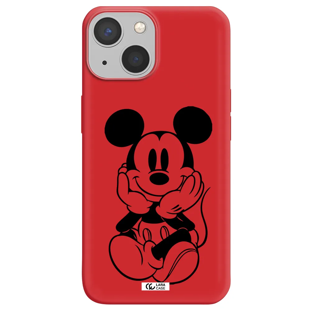 a cartoon of a mouse Apple iPhone 13 mini Silicone Imperial Red Case