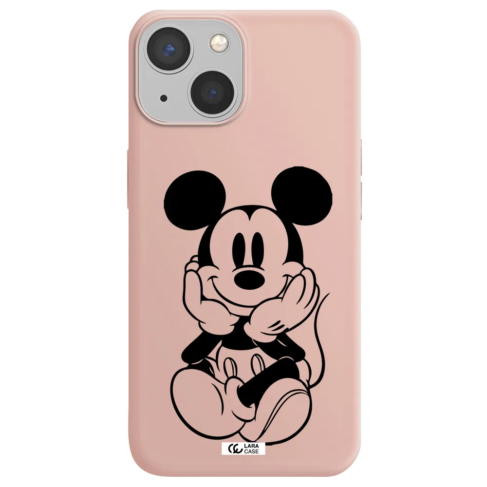 a cartoon of a mouse Apple iPhone 13 mini Silicone pastel pink Case
