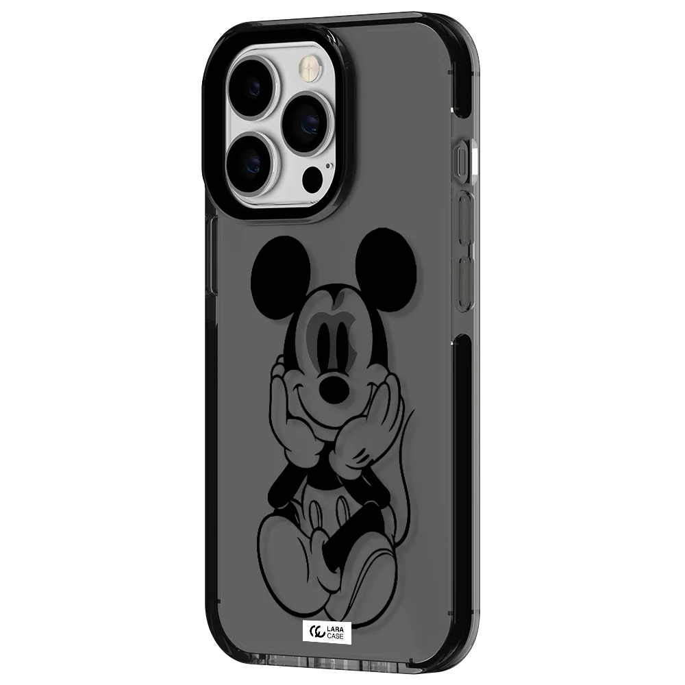a cartoon of a mouse Apple iPhone 13 Pro impact Smoke Black Case