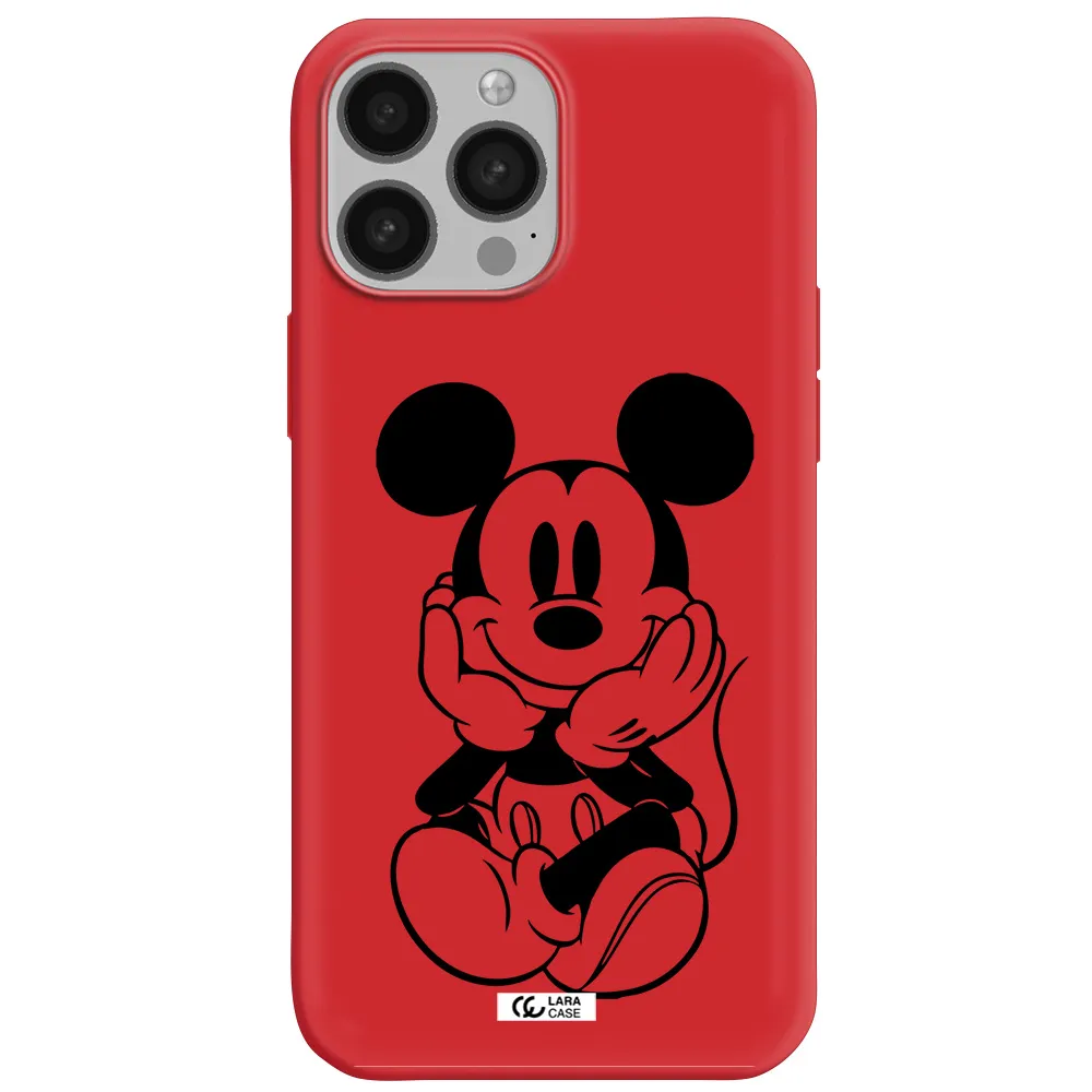 a cartoon of a mouse Apple iPhone 13 Pro Silicone Imperial Red Case