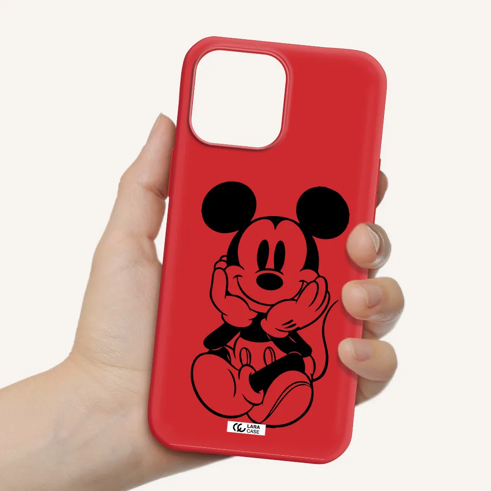 a cartoon of a mouse Apple iPhone 13 Pro Silicone Imperial Red Case