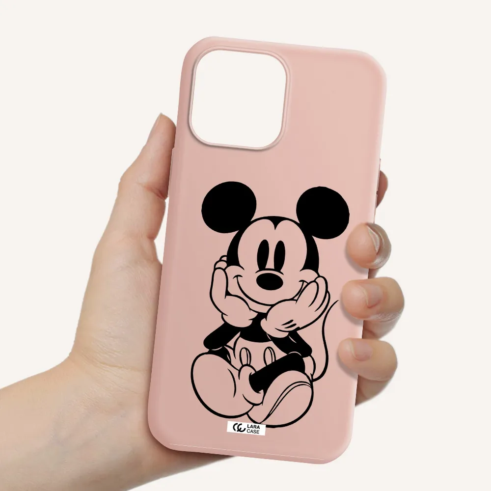 a cartoon of a mouse Apple iPhone 13 Pro Silicone pastel pink Case