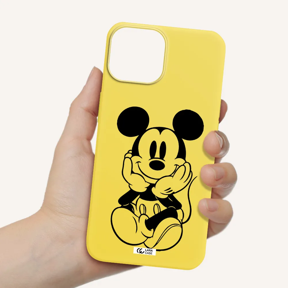 a cartoon of a mouse Apple iPhone 13 Silicone canary yellow Case