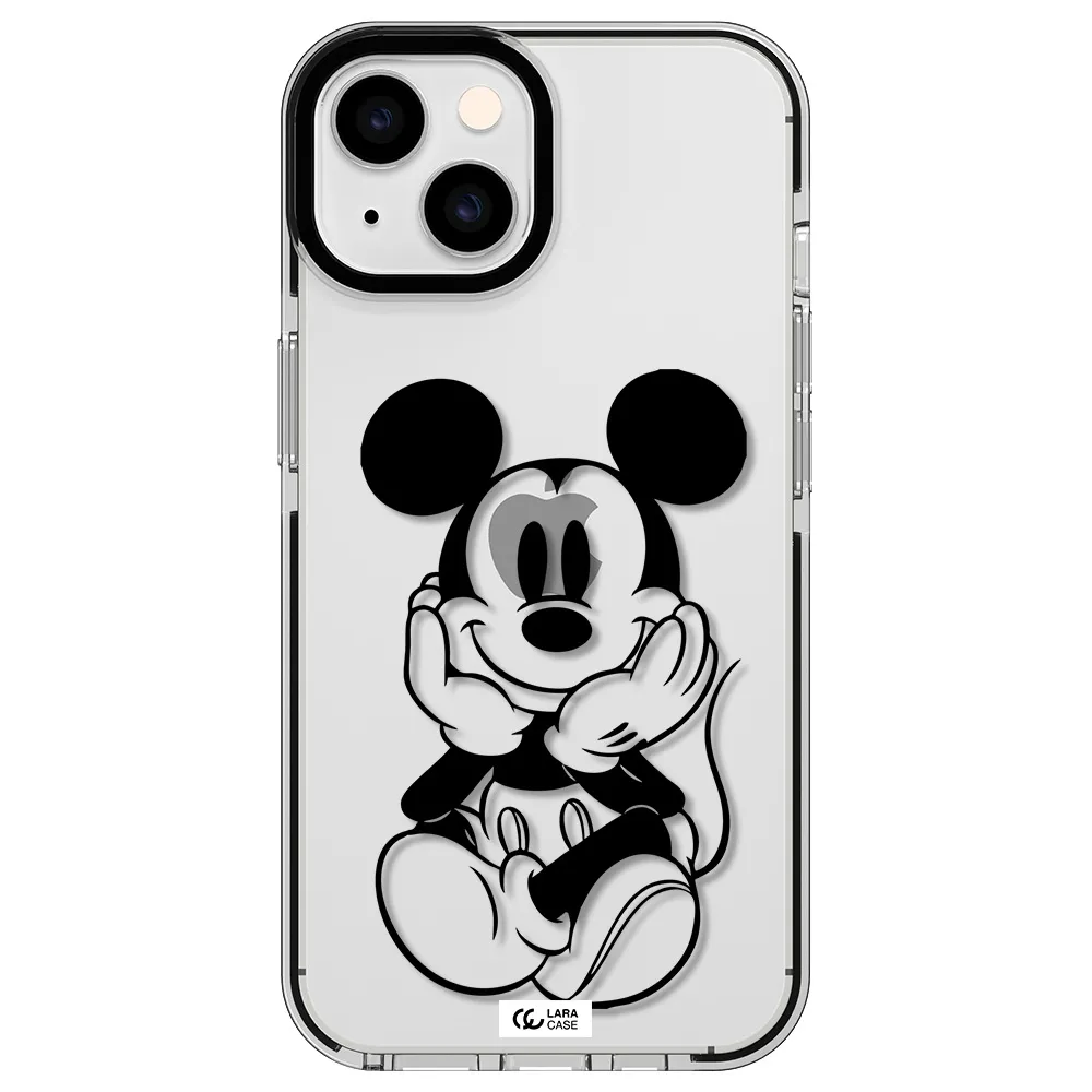 a cartoon of a mouse Apple iPhone 14 impact black border Case