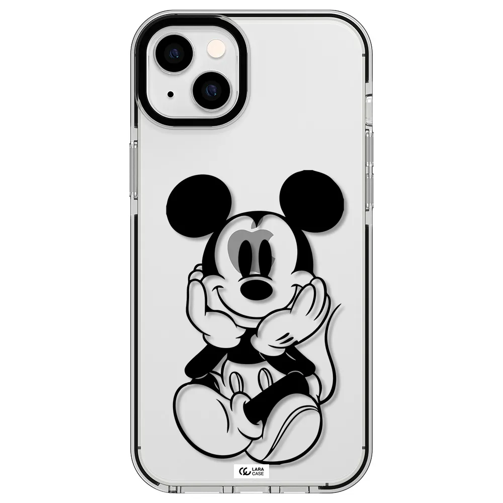 a cartoon of a mouse Apple iPhone 14 plus impact black border Case