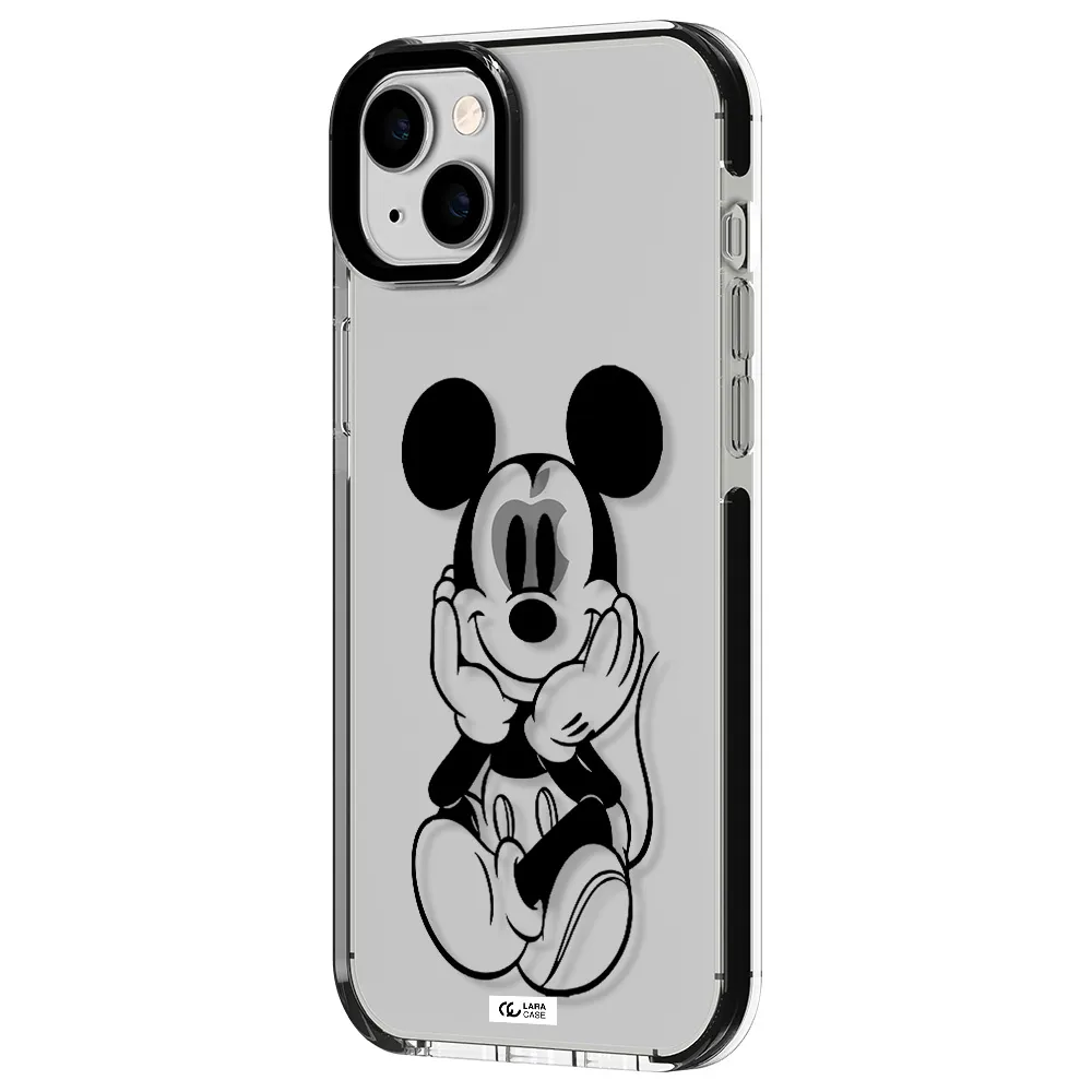 a cartoon of a mouse Apple iPhone 14 plus impact black border Case