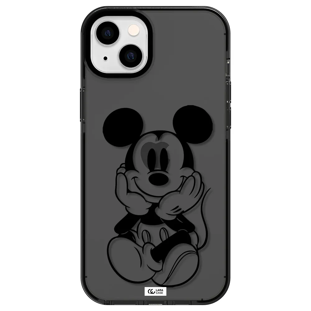 a cartoon of a mouse Apple iPhone 14 plus impact Smoke Black Case