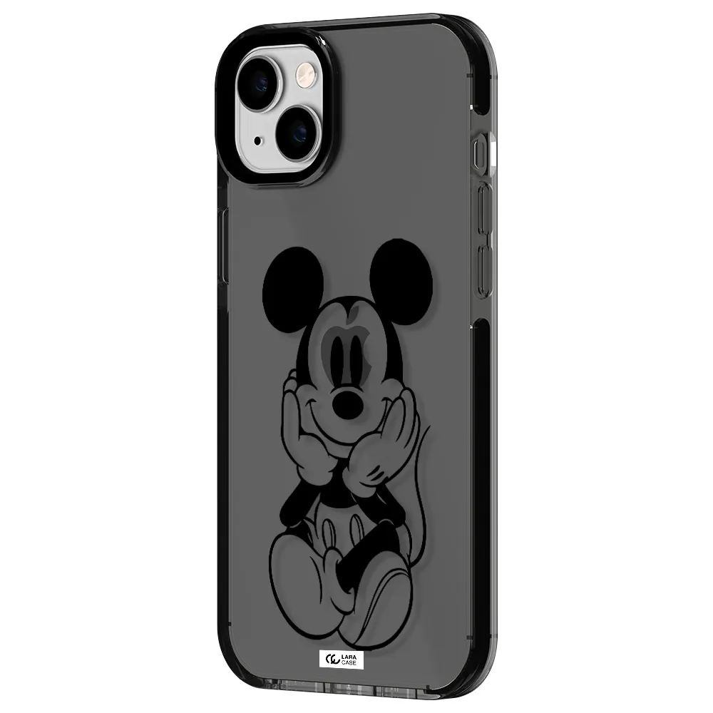 a cartoon of a mouse Apple iPhone 14 plus impact Smoke Black Case