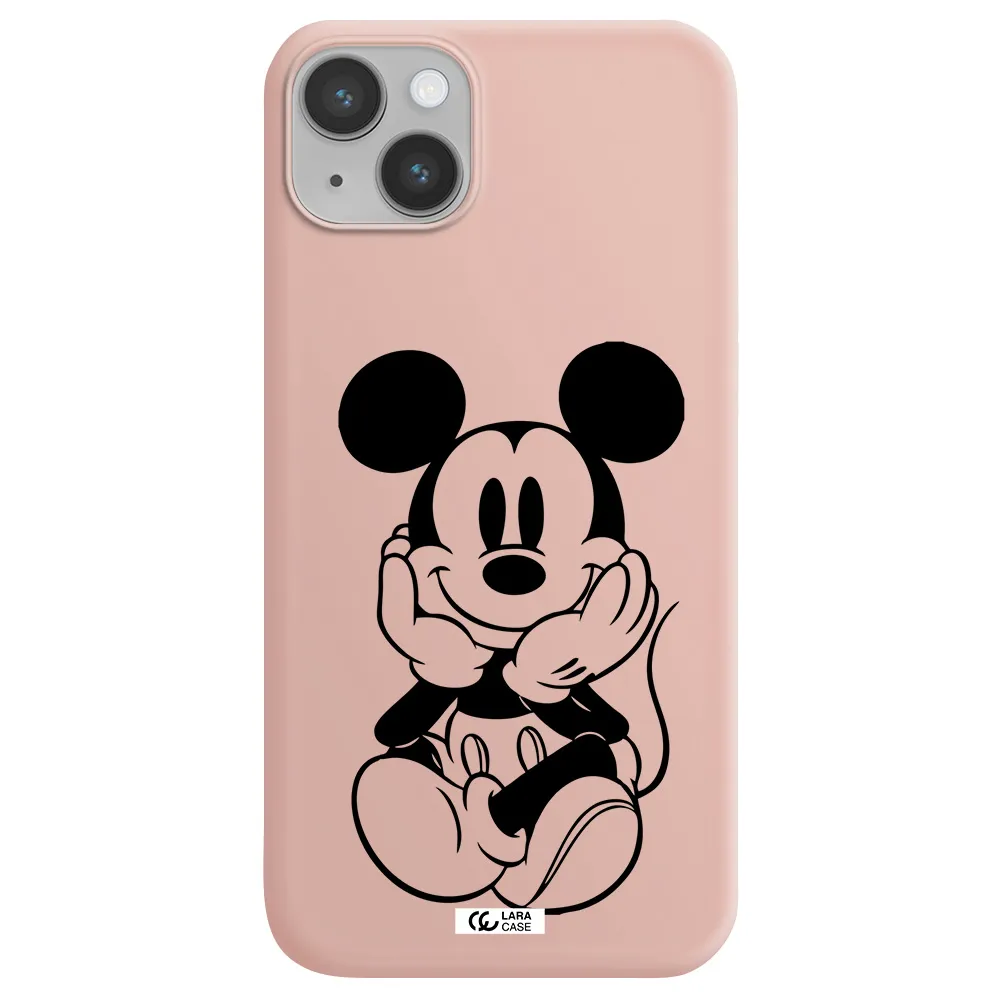 a cartoon of a mouse Apple iPhone 14 plus Silicone pastel pink Case