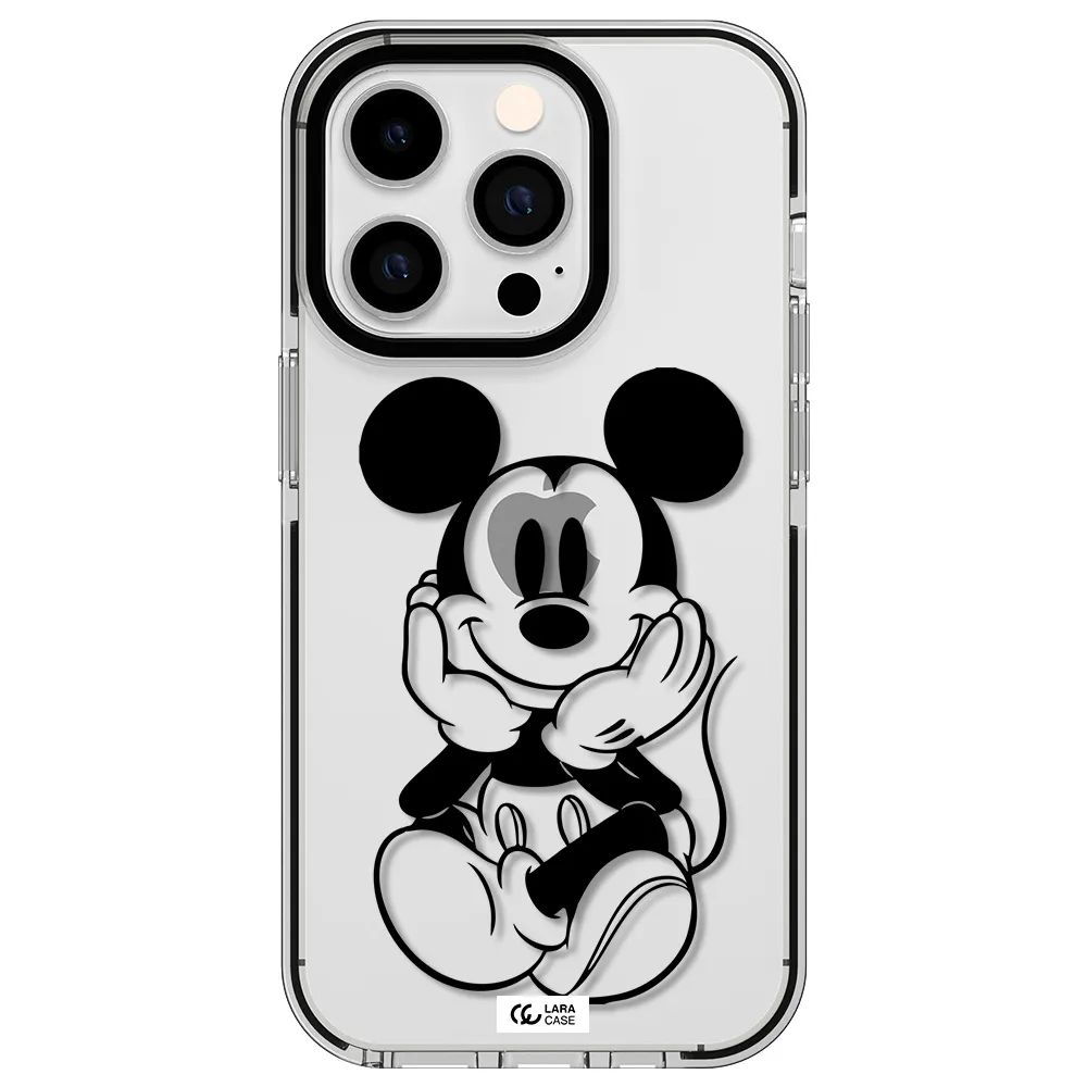 a cartoon of a mouse Apple iPhone 14 pro impact black border Case