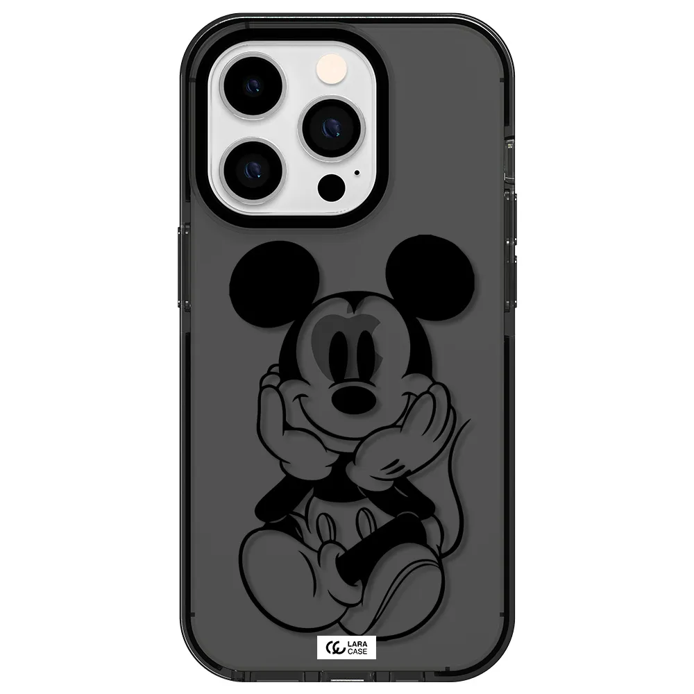 a cartoon of a mouse Apple iPhone 14 pro impact Smoke Black Case