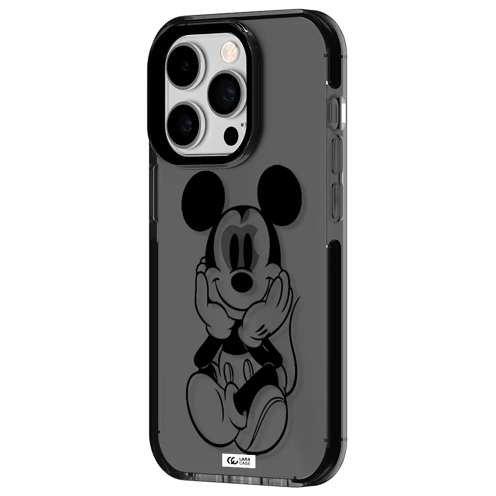 a cartoon of a mouse Apple iPhone 14 pro impact Smoke Black Case