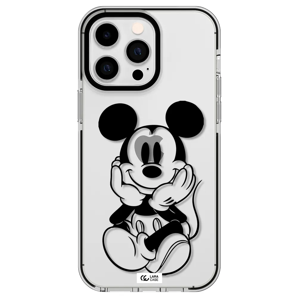 a cartoon of a mouse Apple iPhone 14 pro max impact black border Case