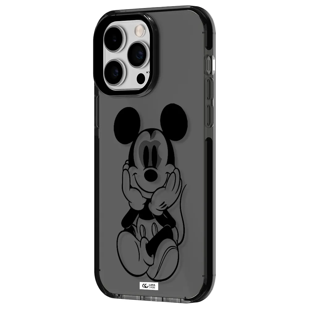 a cartoon of a mouse Apple iPhone 14 pro max impact Smoke Black Case