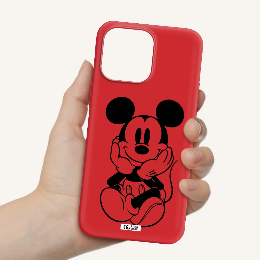 a cartoon of a mouse Apple iPhone 14 pro Silicone Imperial Red Case