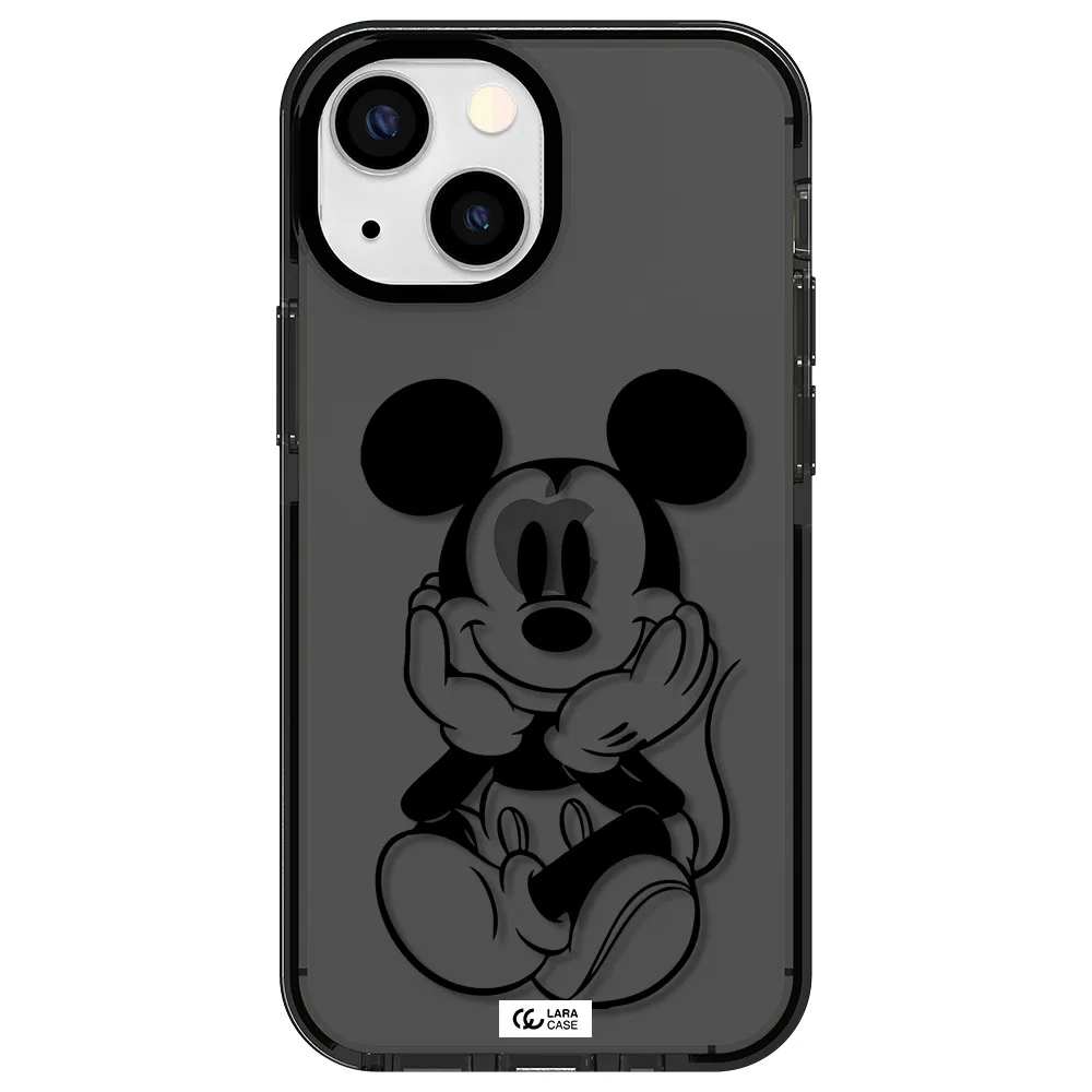 a cartoon of a mouse Apple iPhone 15 impact Smoke Black Case