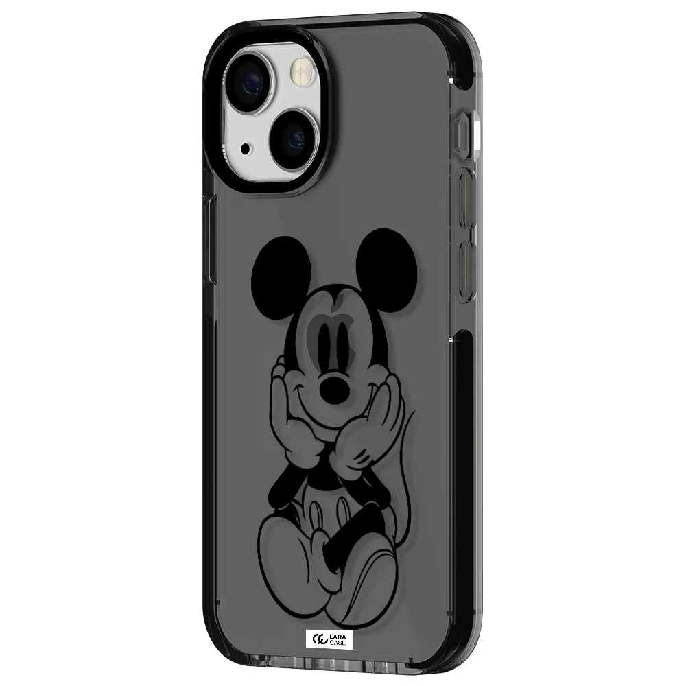 a cartoon of a mouse Apple iPhone 15 impact Smoke Black Case
