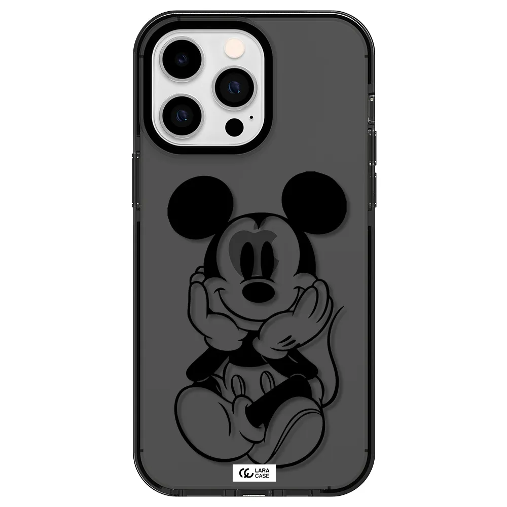 a cartoon of a mouse Apple iPhone 15 Pro impact Smoke Black Case