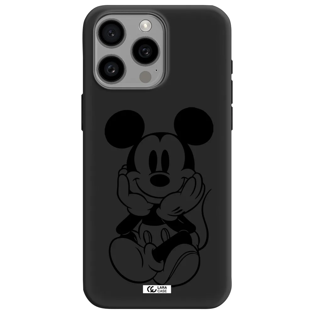 a cartoon of a mouse Apple Iphone 15 Pro max Silicone black Case