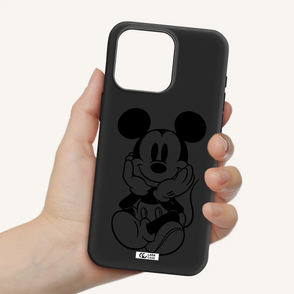 a cartoon of a mouse Apple Iphone 15 Pro max Silicone black Case