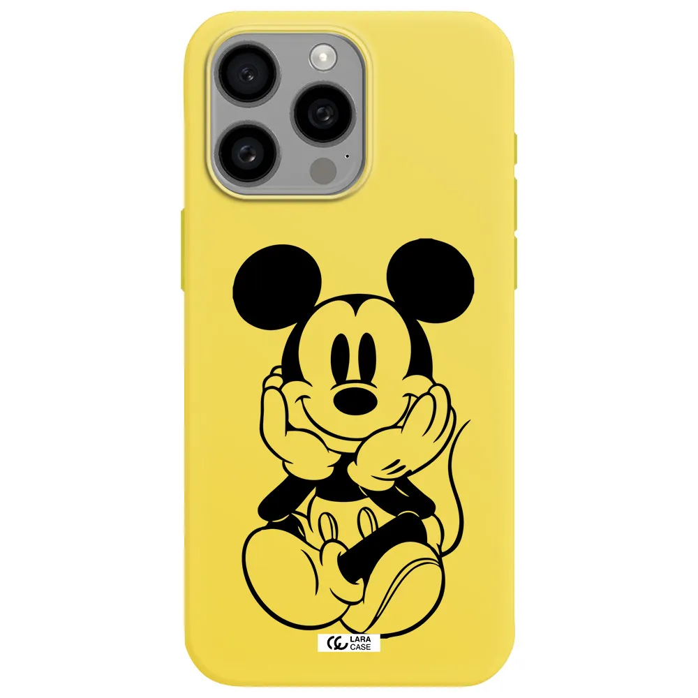 a cartoon of a mouse Apple Iphone 15 Pro max Silicone canary yellow Case