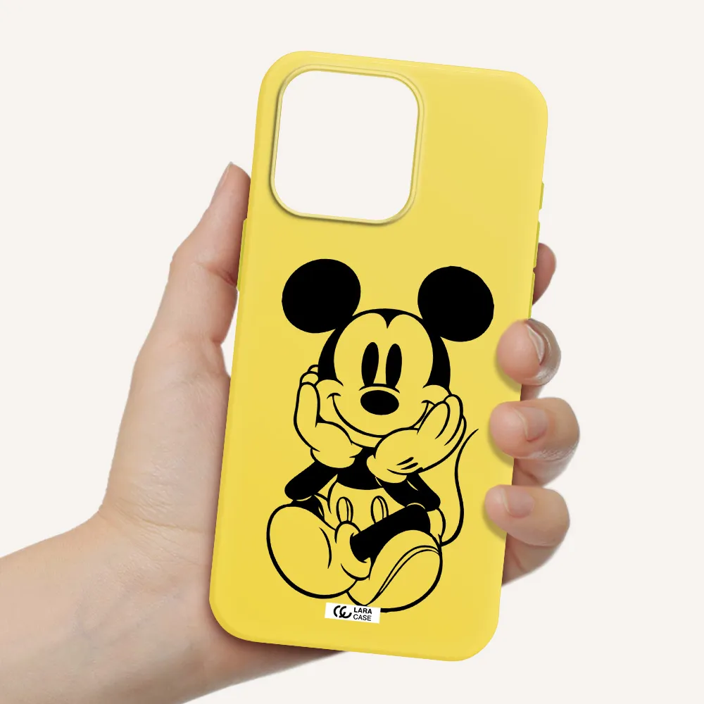 a cartoon of a mouse Apple Iphone 15 Pro max Silicone canary yellow Case