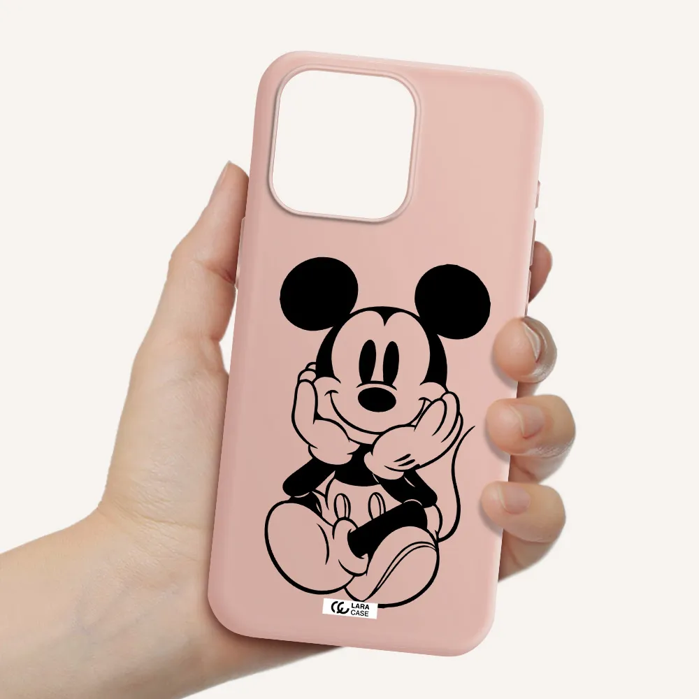 a cartoon of a mouse Apple Iphone 15 Pro max Silicone pastel pink Case